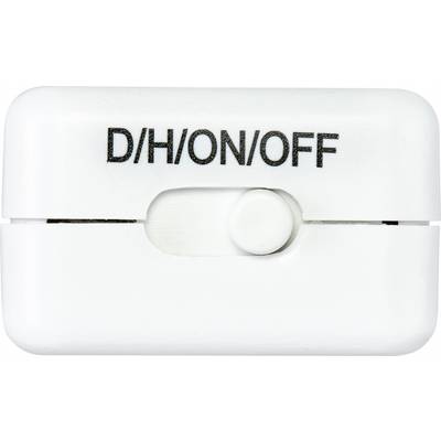 Interrupteur blanc avec l'inscription 'D/H/ON/OFF', utilisé pour régler les niveaux de sécheresse ou mettre en marche et arrêter un appareil.