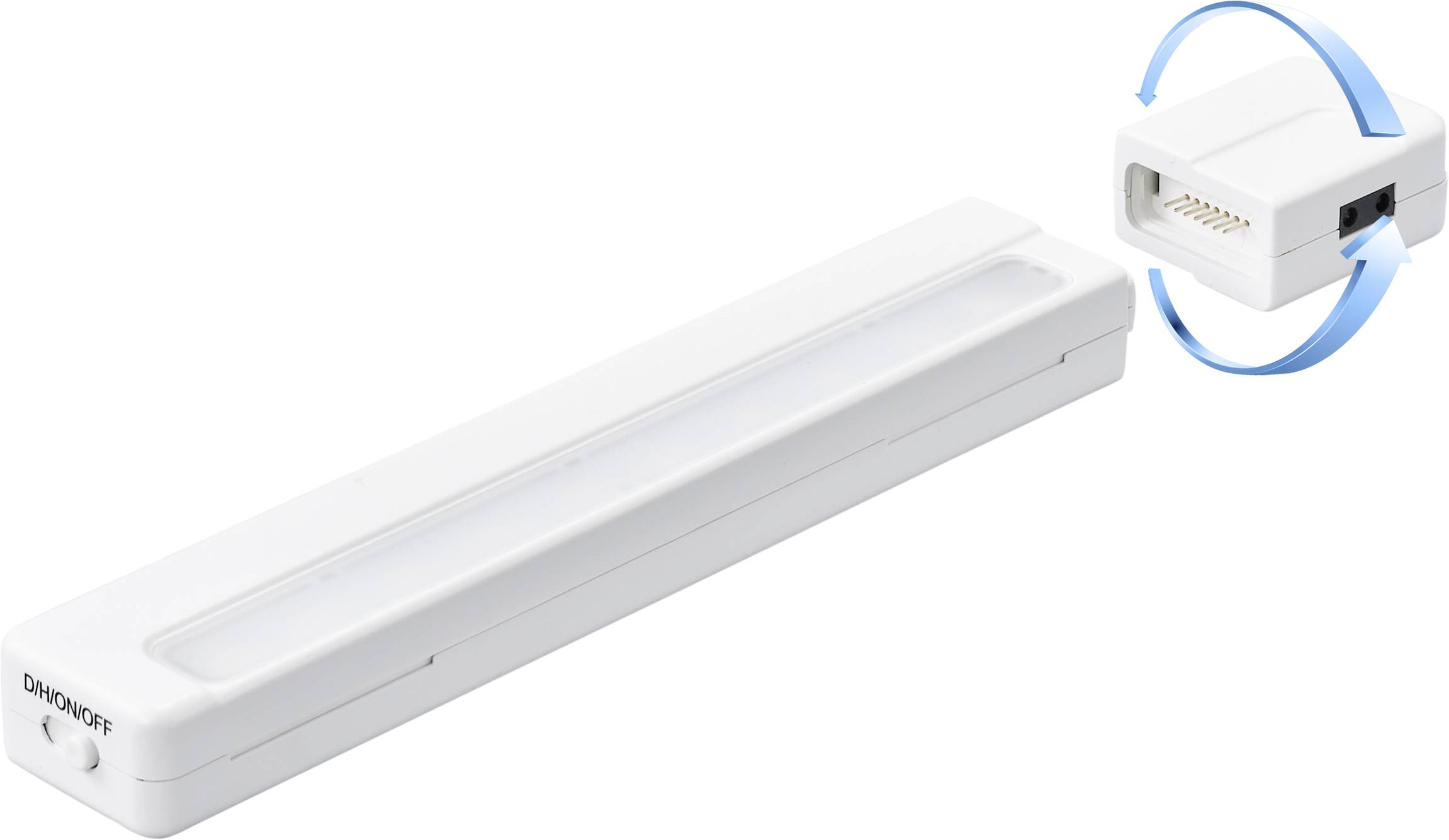 Lampe LED de forme rectangulaire avec un découpage au niveau d'un port LAN ; adaptée aux systèmes d'éclairage intelligents.