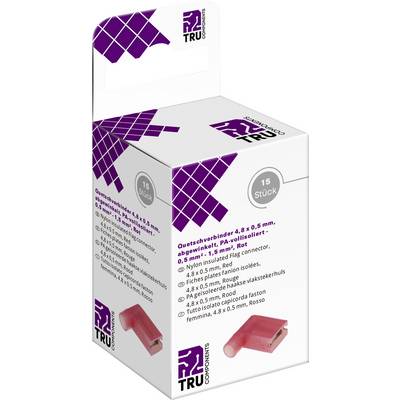 Assortiment de cosses à sertir 4.8 x 0.5 mm TRU COMPONENTS T2010C363 90 ° entièrement isolé rouge 15 pc(s)-0