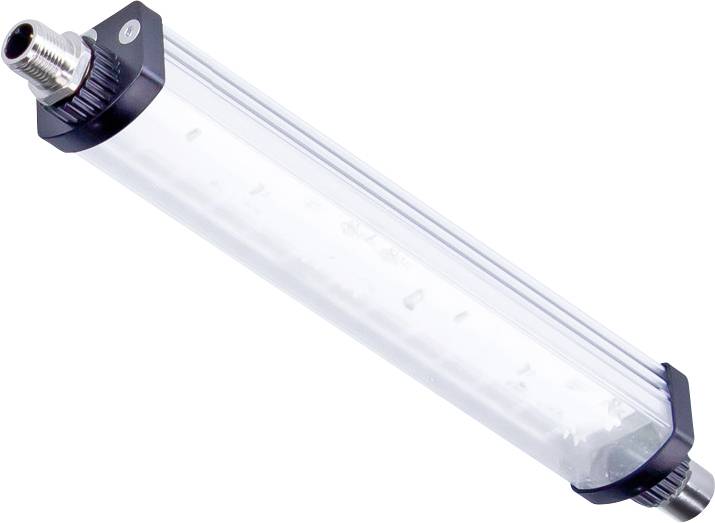 Une lampe tubulaire LED allongée avec des connexions aux deux extrémités et un boîtier transparent.