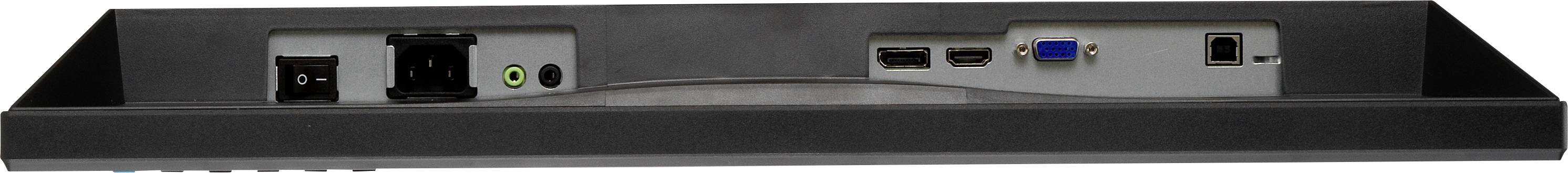 Face arrière d'un appareil électronique avec plusieurs ports, notamment HDMI, USB, VGA et des ports audio.