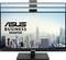 Un moniteur d'affaires ASUS affiche un écran de ville avec des gratte-ciels, dont l'Empire State Building. Le logo du moniteur est placé au premier plan.