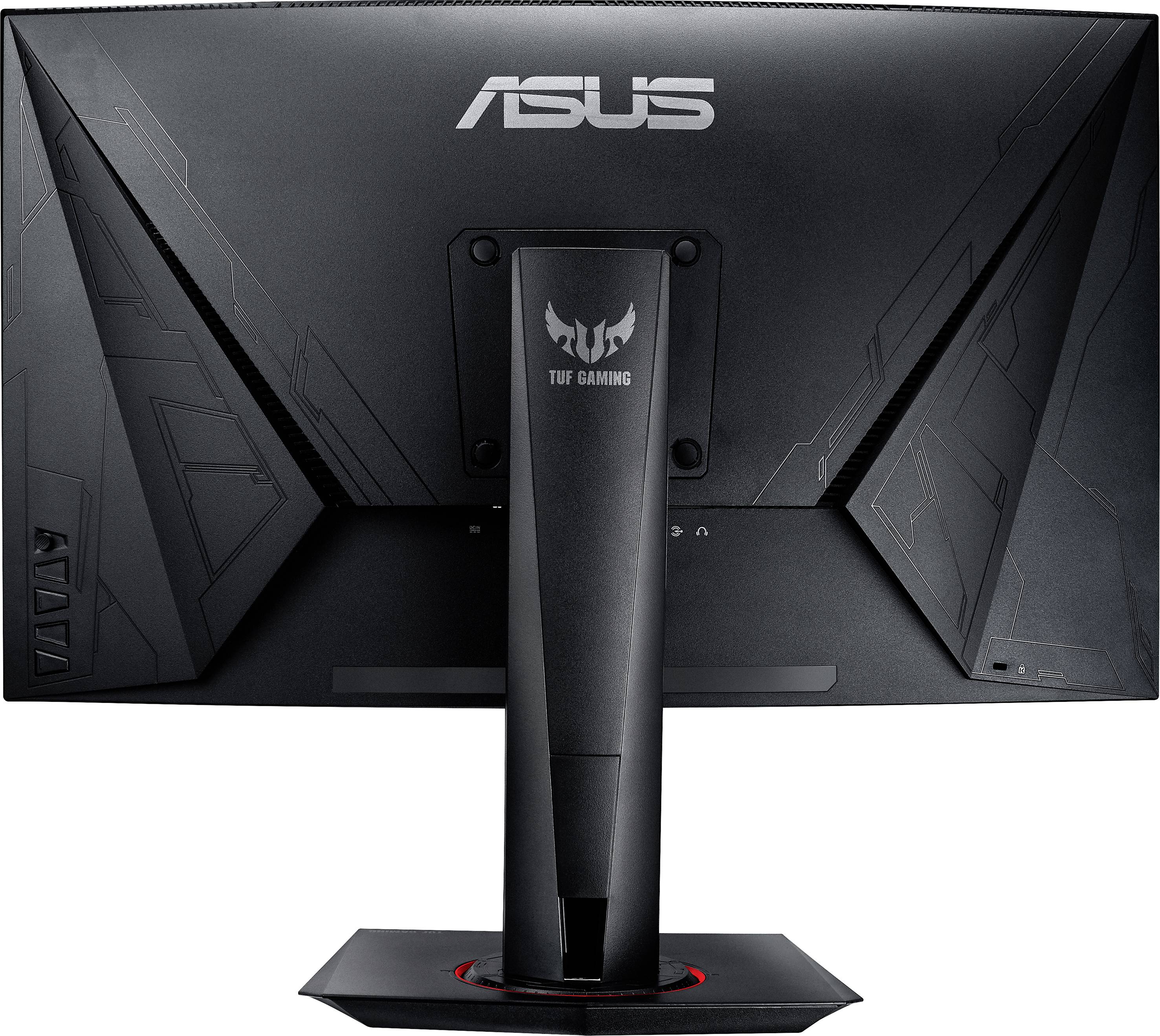 Arrière d'un moniteur de gaming ASUS TUF, couleur noir, design élancé, support stable, adapté aux configurations de gaming.
