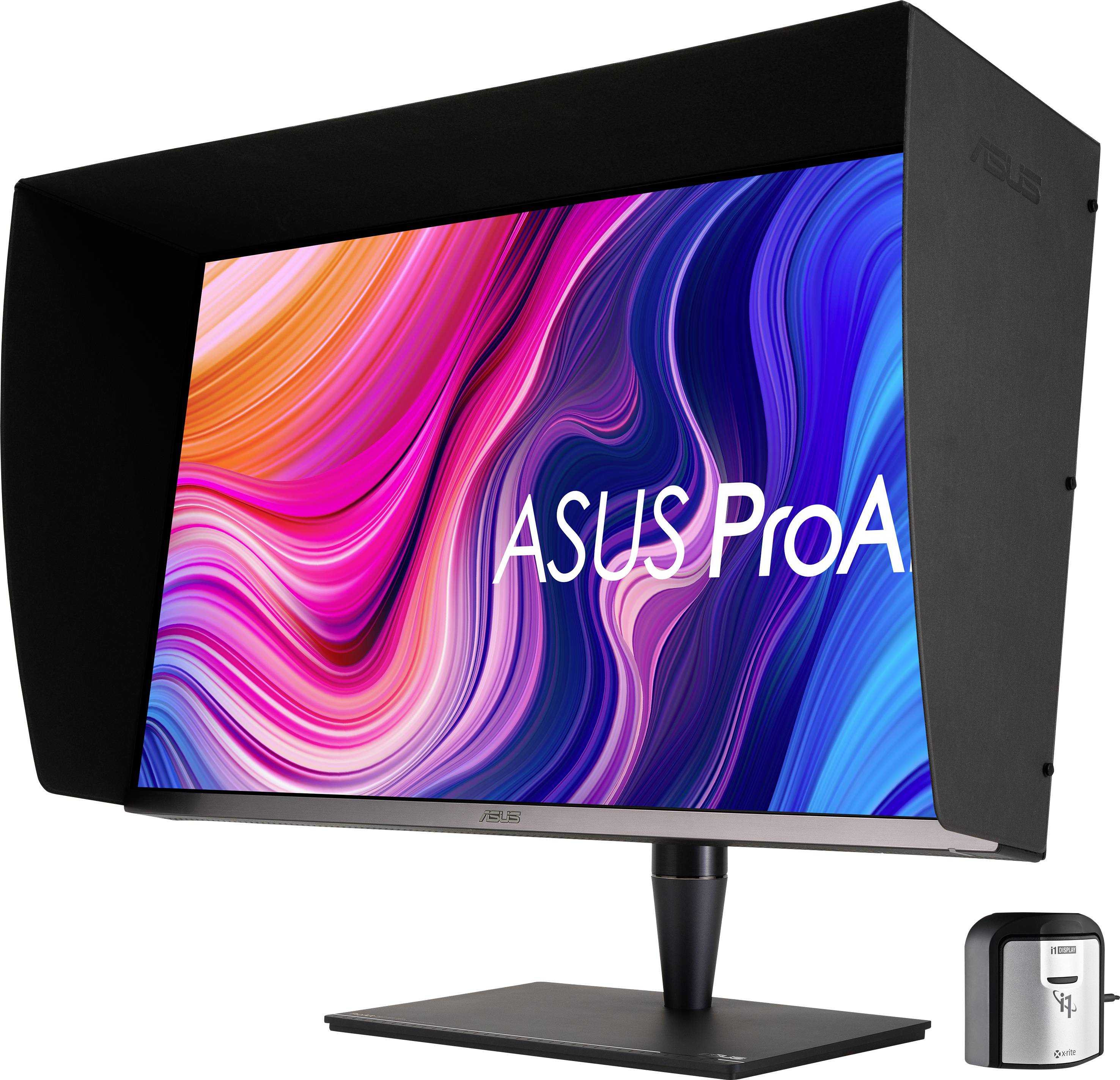 Un moniteur ASUS ProArt avec un écran aux couleurs vives et une protection visuelle intégrée, conçu pour les professionnels créatifs.