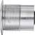 Une pièce métallique cylindrique en argent, filetée sur sa surface extérieure, utilisée pour des applications techniques ou mécaniques.