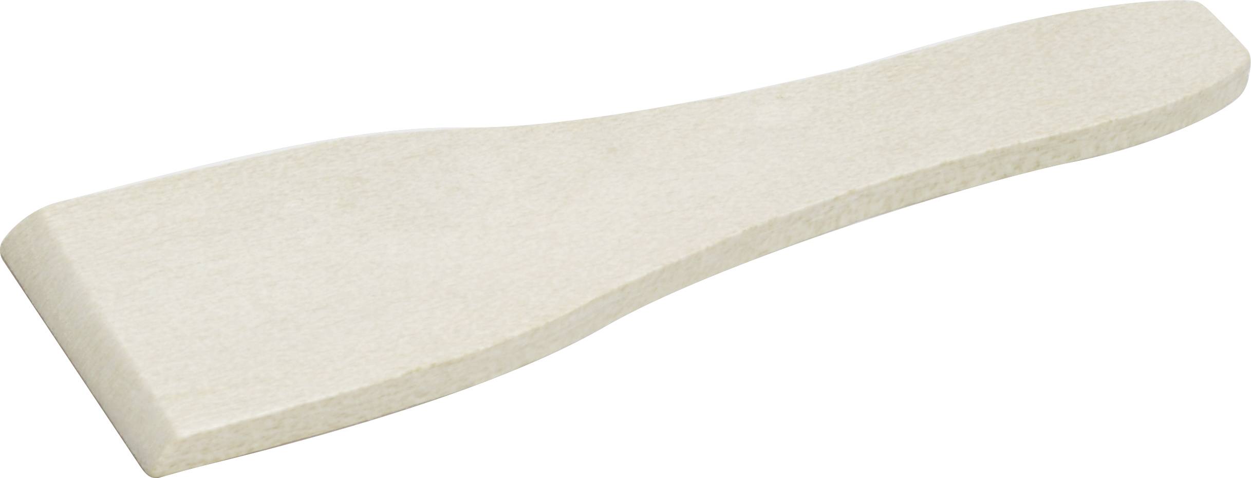 Une spatule plate en bois avec des bords arrondis, utilisée pour remuer ou retourner les aliments en cuisine.