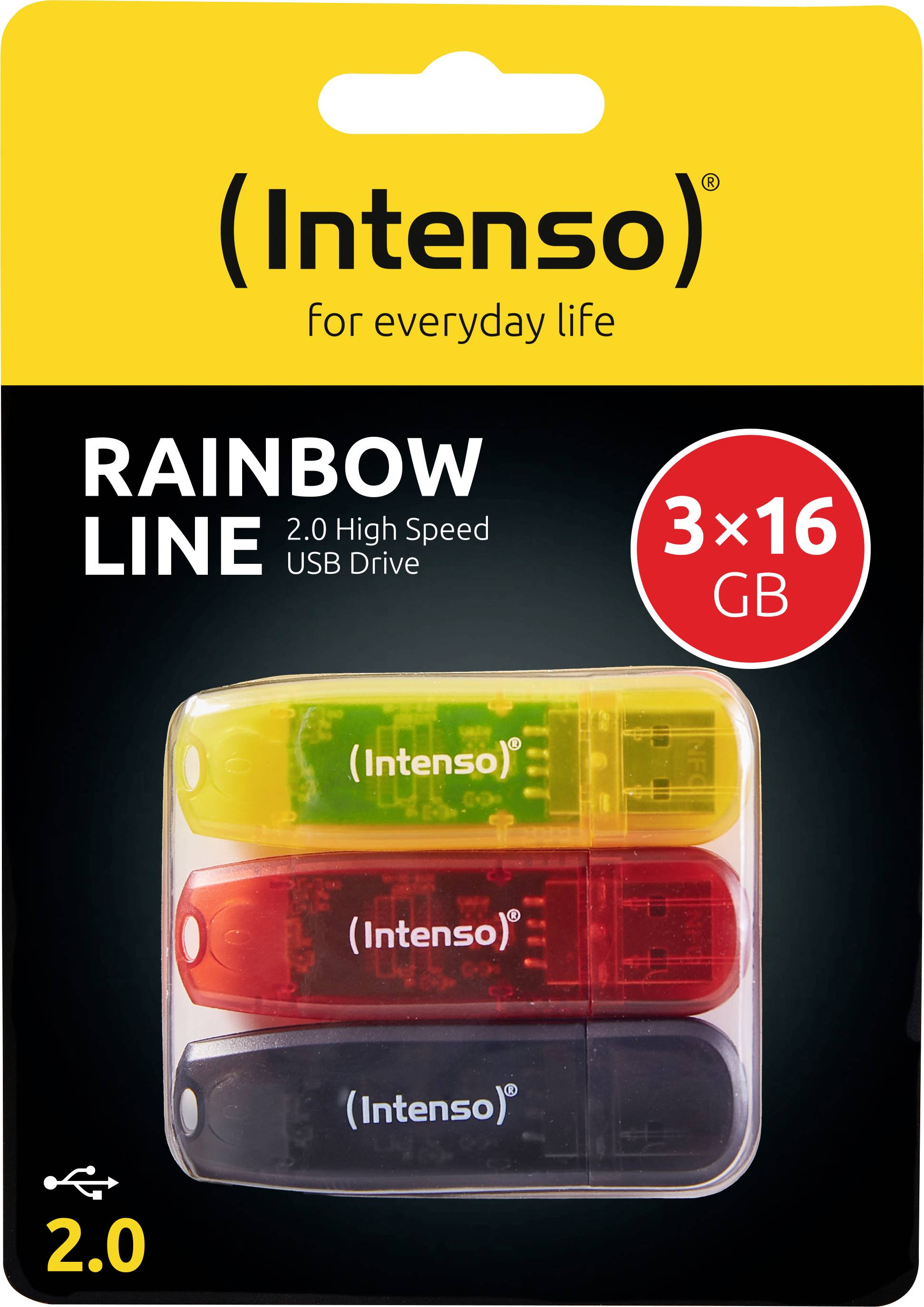 Intenso Rainbow Line Clé USB 16 GB noir, rouge, jaune 3502473 USB 2.0-2