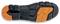 Semelle d'une chaussure de sécurité avec un motif de profil noir et orange, assurant une adhérence antidérapante et une stabilité optimale.