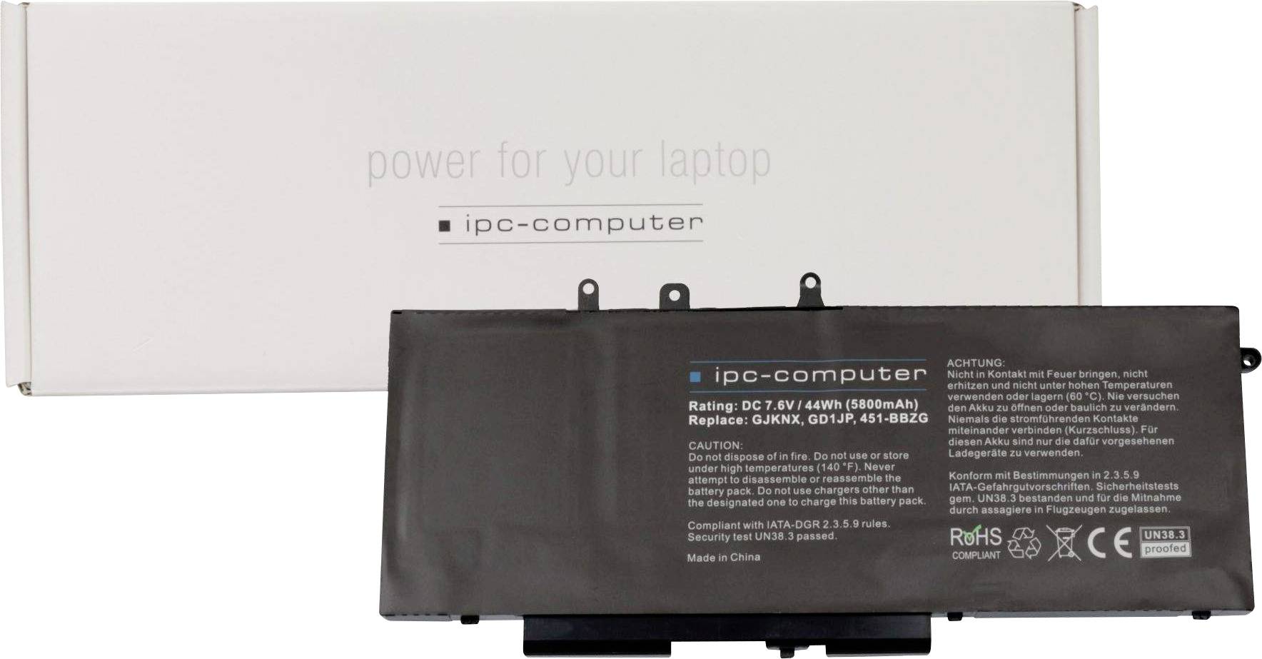 ipc-computer Batterie d'ordinateur portable GJKNX Replace 7.6 V 5800 mAh Dell