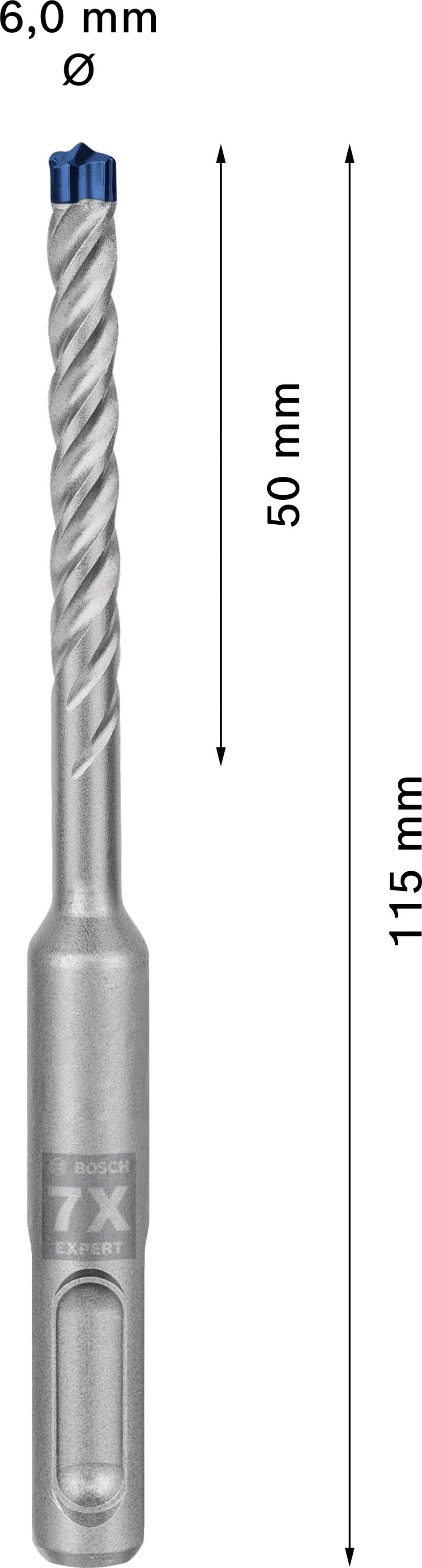 Tête de forage de 6,0 mm de diamètre et 115 mm de longueur. 50 mm sont en forme de spirale.