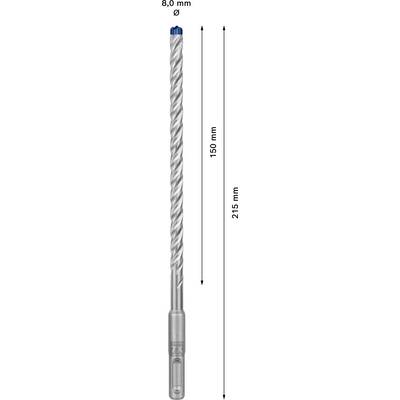 Foret de 8 mm de diamètre, 215 mm de longueur totale, 150 mm de longueur utile.