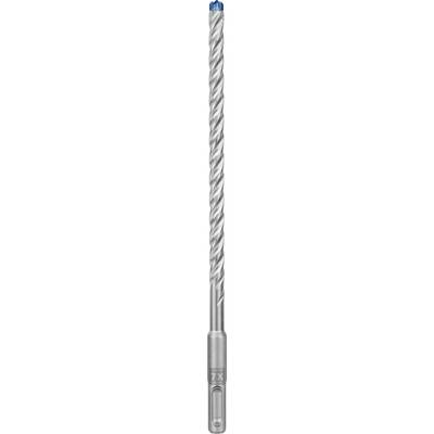 Tête de forage métallique à forme hélicoïdale torsadée, avec extrémité supérieure marquée en bleu. Adaptée pour l'usinage de matériaux durs.