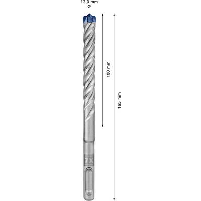 Foret à tête bleue, diamètre de 12 mm, longueur totale de 165 mm, longueur utile de 100 mm.