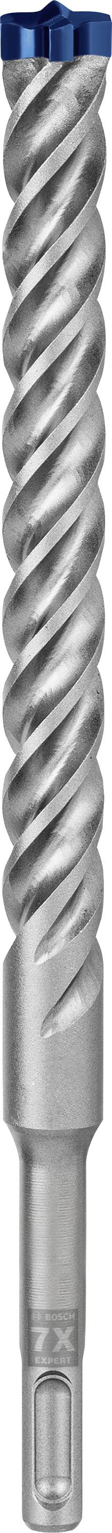 Foret spiral gris avec une tête bleue en haut, adapté pour le perçage du béton.