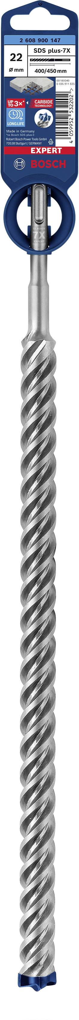 Foret avec spirale en acier inoxydable hélicoïdale et étiquette bleue ; adapté pour le béton ; marque Bosch.