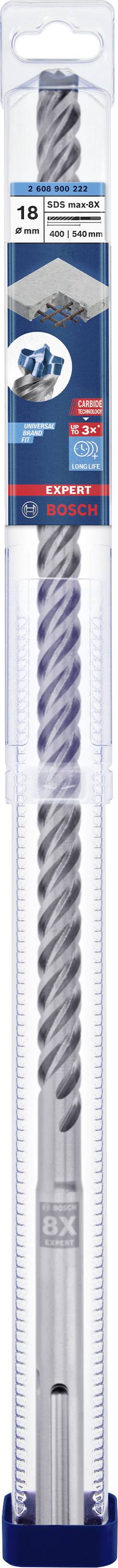 Un foret dans son emballage, avec un design en spirale et une étiquette de marque bleue dans la partie supérieure du packaging.