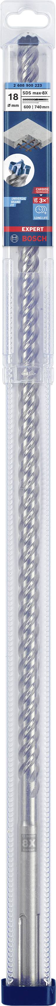 Foret dans un emballage en plastique, avec une étiquette bleue et un marquage pour le béton.