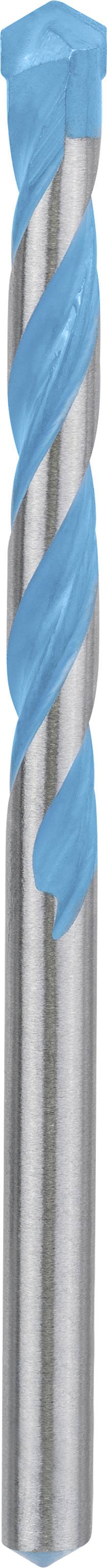 Un fraiseur à tige en argent avec une spirale de coupe bleue, un outil typique de l'usinage des métaux utilisé pour réaliser des coupes précises.