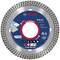 Lame de scie circulaire pour carrelage, 'Bosch Expert', diamètre de 85 mm, avec symboles indiquant les précautions de sécurité et les détails technologiques.