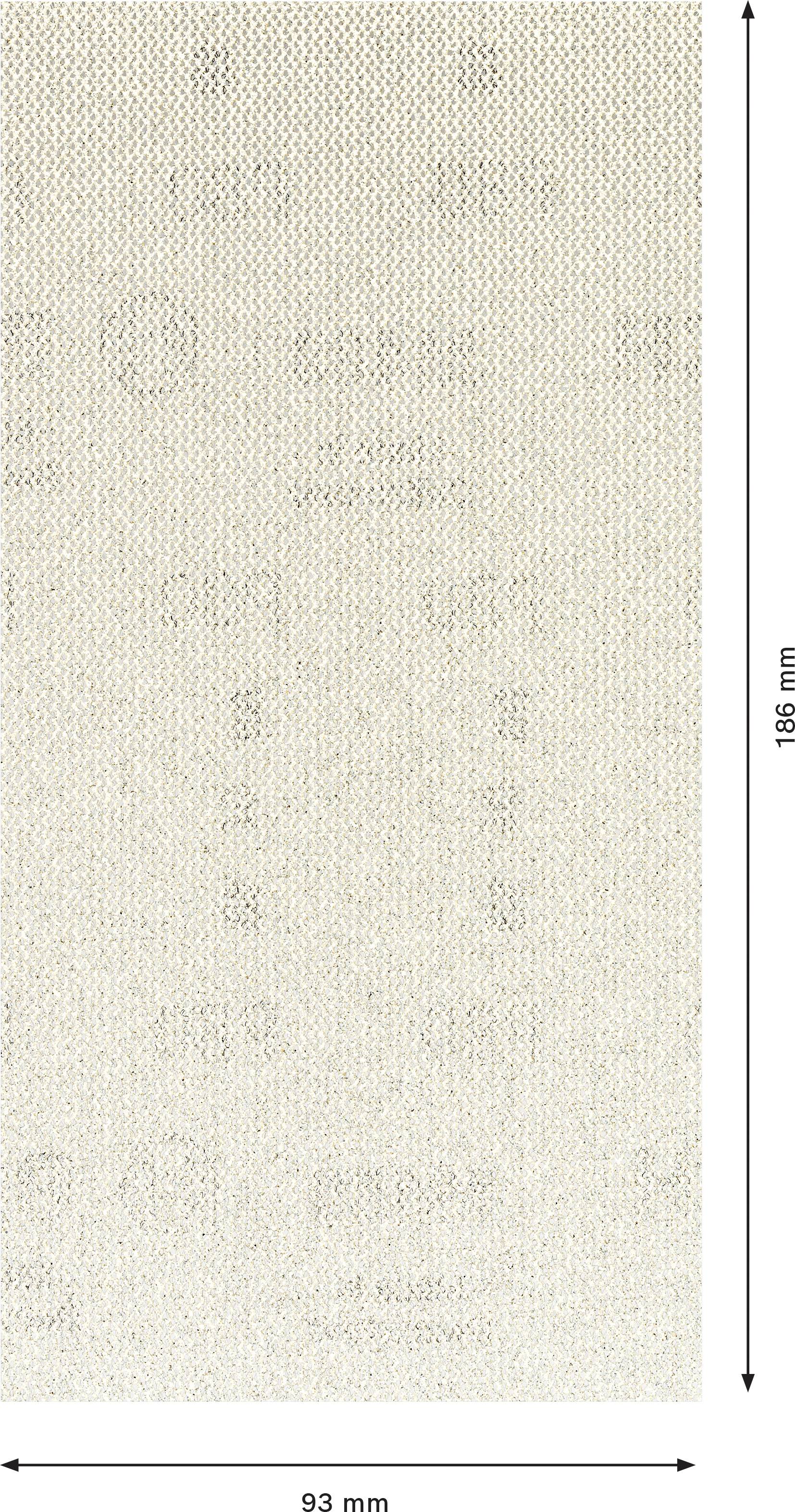 Échantillon de tissu texturé en beige avec un motif fin. Il mesure 93 mm de large et 166 mm de hauteur. Idéal pour les applications de décoration intérieure.