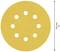 Disque de papier abrasif rond de 125 mm de diamètre, contenant huit trous disposés symétriquement.
