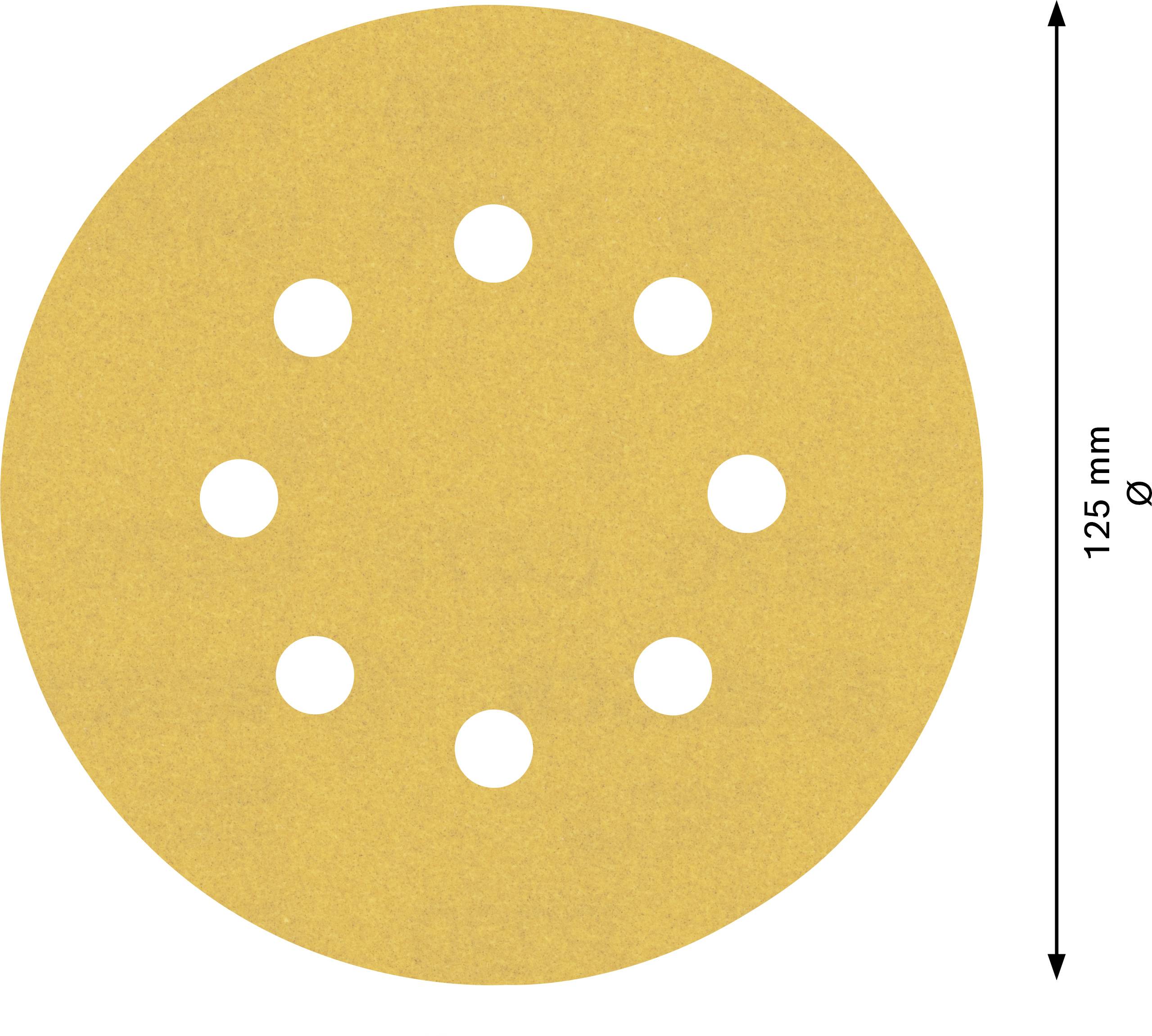 Une meule circulaire de 125 mm de diamètre avec huit trous, adaptée aux machines de meulage.