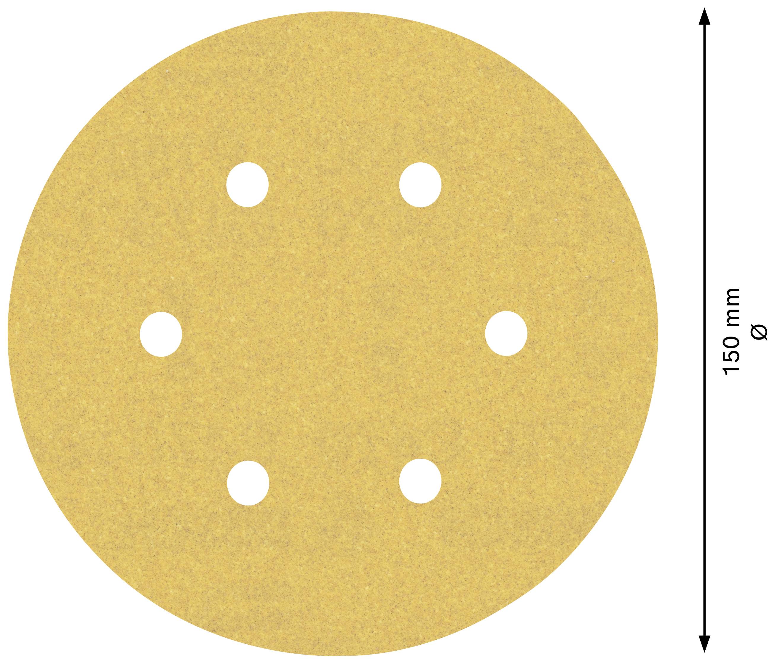 'Disque de meulage de 150 mm de diamètre avec six trous.'