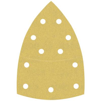 Papier de verre beige en feuille avec plusieurs trous ronds.