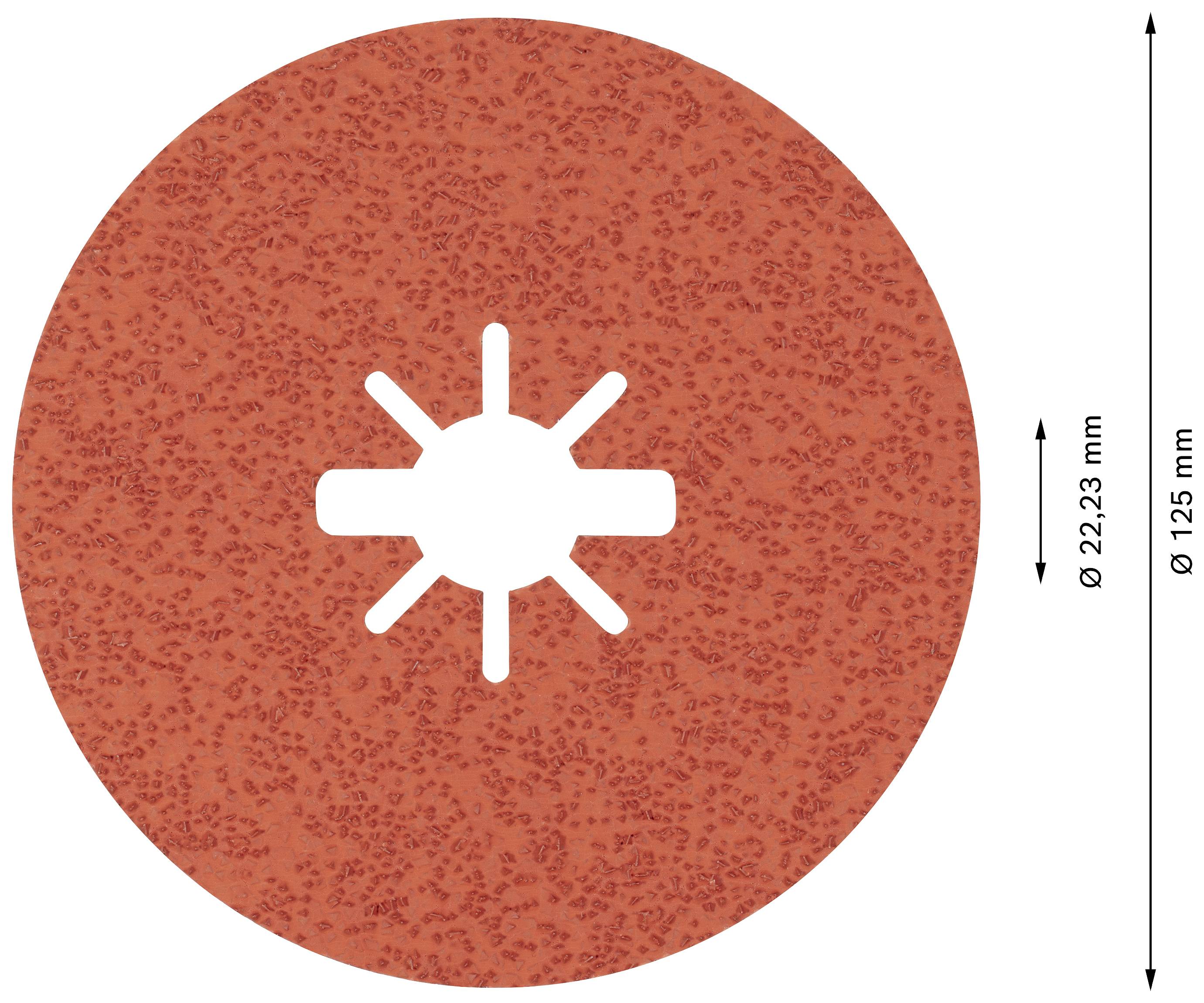 Disque de papier abrasif, diamètre de 125 mm, avec un trou central de 22,23 mm. Adapté pour meuleuses d'angle ou outils similaires.
