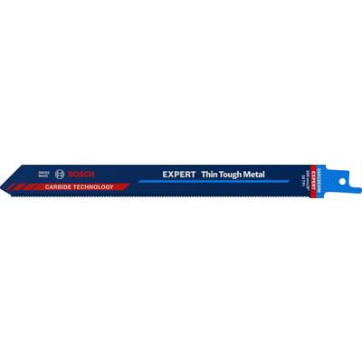Lame de scie Bosch portant l'inscription 'EXPERT Thin Tough Metal' et 'Carbide Technology', adaptée pour les métaux fins.