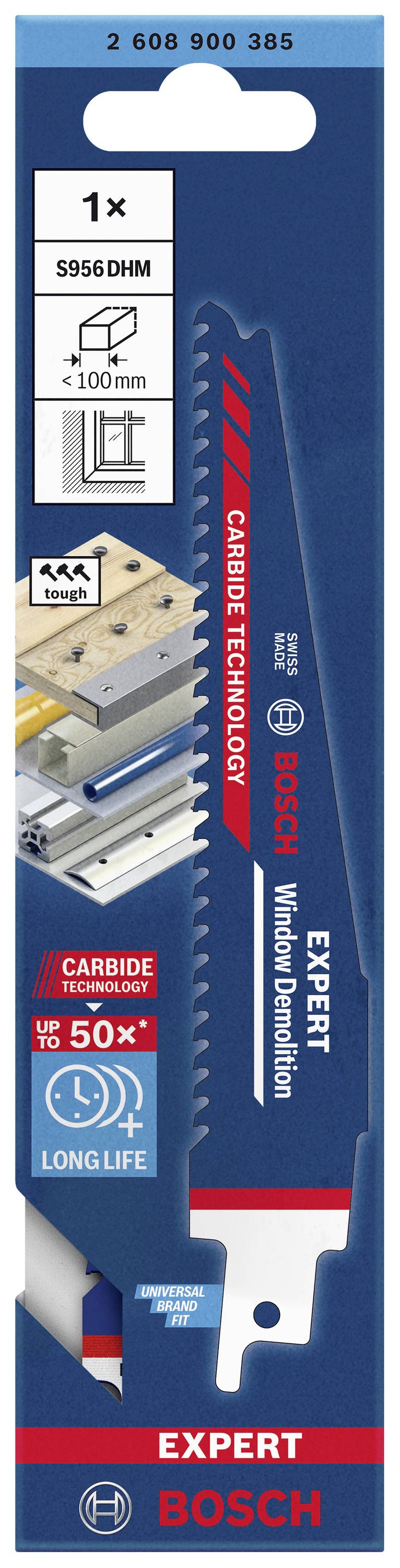 Lame de scie Bosch pour travail du bois, modèle Expert, adaptée au bois contenant des clous, haute durabilité, avec technologie carbure.