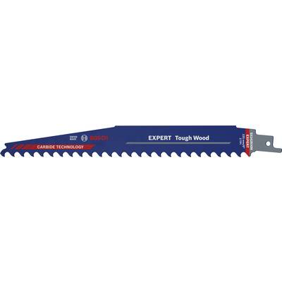 Lame de scie Bosch 'EXPERT Tough Wood', bleu-rouge avec l'inscription 'Carbide Technology'.