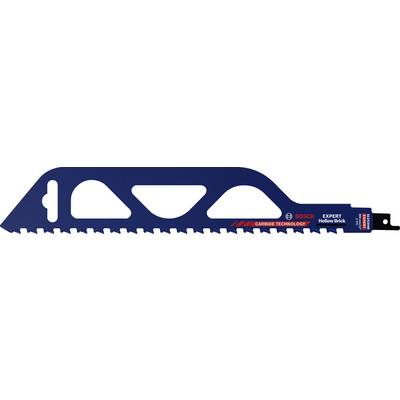 Une lame de scie bleue de Bosch portant l'inscription 'Carbide Technology'. Conçue pour couper rapidement et avec précision.