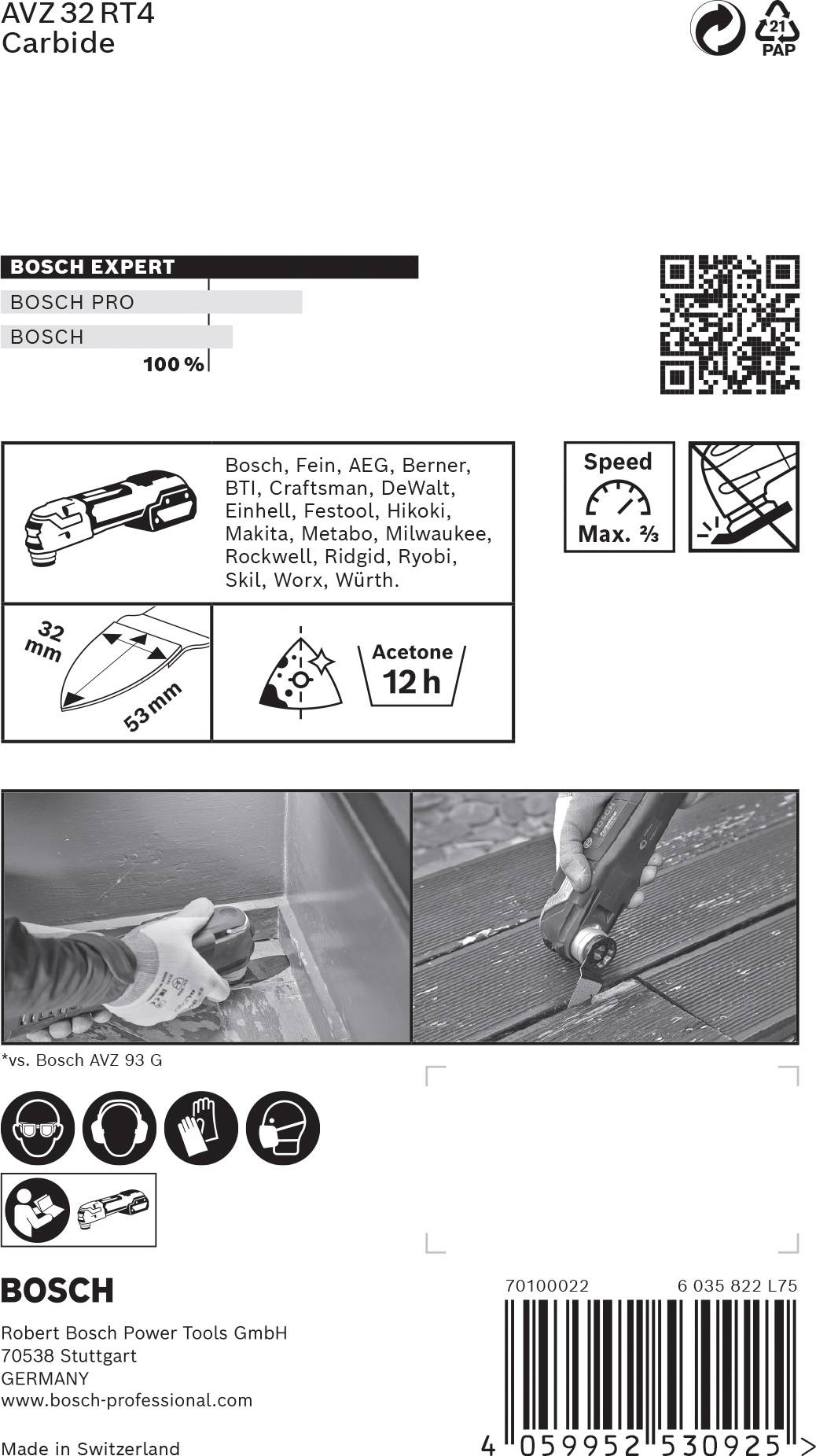 Lame de scie sabre Bosch. Marques compatibles : Bosch, Fein, Dewalt et autres. Coupes de précision, résistance à l'acétone : 12 heures.