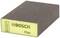 Éponge abrasive 'BOSCH Expert Fine' sur bloc de mousse jaune, forme rectangulaire, grain brun, pour ponçage précis de surfaces fines.