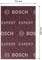 Plateau de ponçage rectangulaire de Bosch aux dimensions 152 mm x 229 mm. Sur la surface rougeâtre-brune sont imprimés les logos 'BOSCH' et 'EXPERT'.
