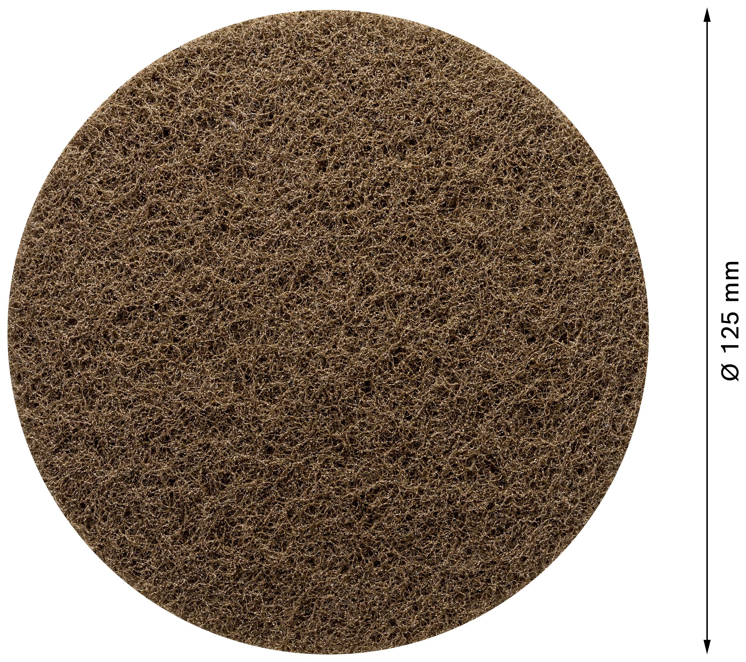Tapis de nettoyage marron en forme de disque, d'un diamètre de 125 mm.
