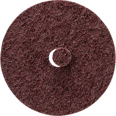 Tampon de ponçage rond, brun foncé, avec une texture rugueuse de type feutre et un trou central.