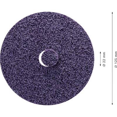 Disque de ponçage rond violet de 125 mm de diamètre avec un trou central de 22 mm, utilisé pour le ponçage ou le polissage.