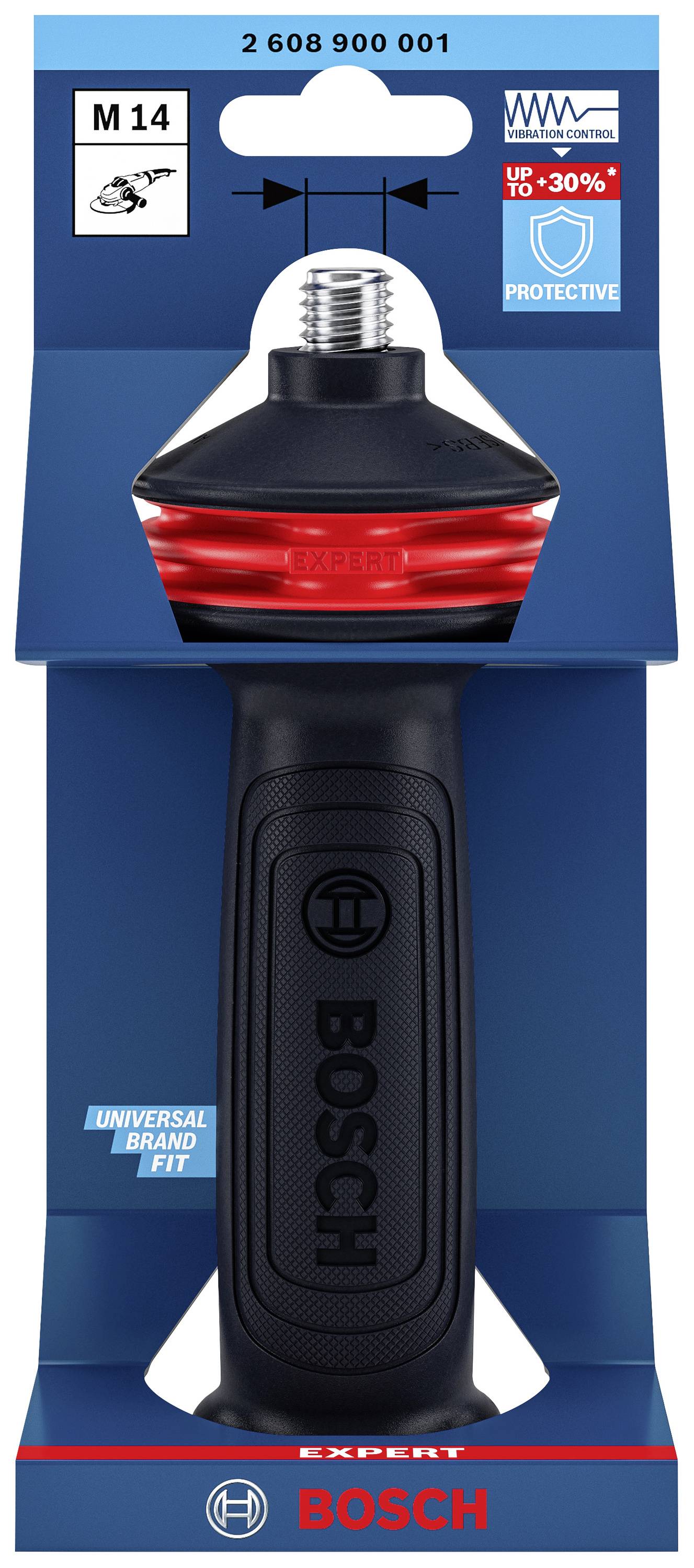Poignée de rechange 'Bosch Expert' pour outils électriques avec filetage M14, texture caoutchoutée noire, 'Adaptation Universelle'.
