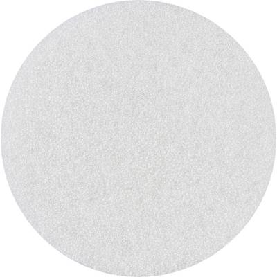 Papier de verre rond, gris, à grain fin, adapté pour le traitement des surfaces et le polissage.
