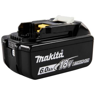Batterie Makita Lithium-Ion 18V noir de 6,0 Ah, vue de côté.