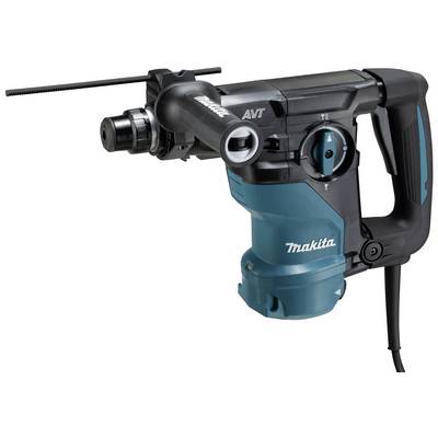 Un marteau-perforateur électrique de Makita avec un boîtier en plastique bleu et noir, adapté aux travaux de perçage intensifs.