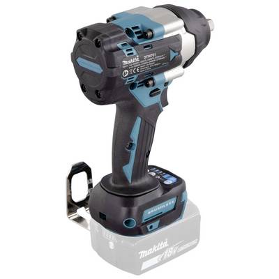 Un visseuse à chocs sans fil Makita avec batterie 18V, bleu et noir, compacte et ergonomique, conçue pour un travail efficace.