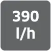 'Panneau indiquant : 390 l/h.'