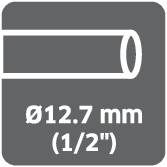 Illustration d'un tube avec un diamètre de 12,7 mm (1/2 pouce).