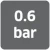 «0,6 bar» en noir sur fond gris.