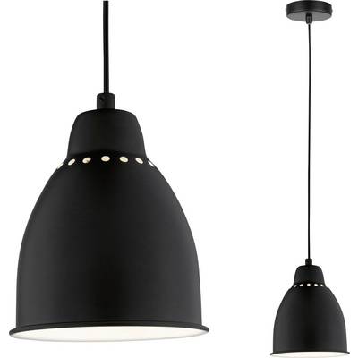 Une suspension élégante en noir au design moderne et épuré, avec une petite perforation décorative sur l'abat-jour.