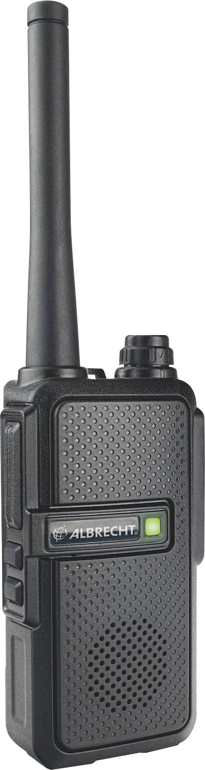 Un talkie-walkie noir avec antenne et haut-parleur sur l'avant, adapté pour la communication sur de longues distances.