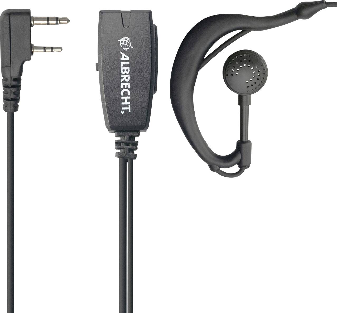 Casque avec tour d'oreille et fiche jack 3,5 mm. Marque 'Albrecht'. Adapté pour le mains libres et la réduction de bruit.